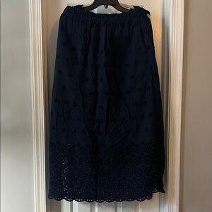 LOFT Navy Eyelet Skirt and Bubble Hem top set, medium